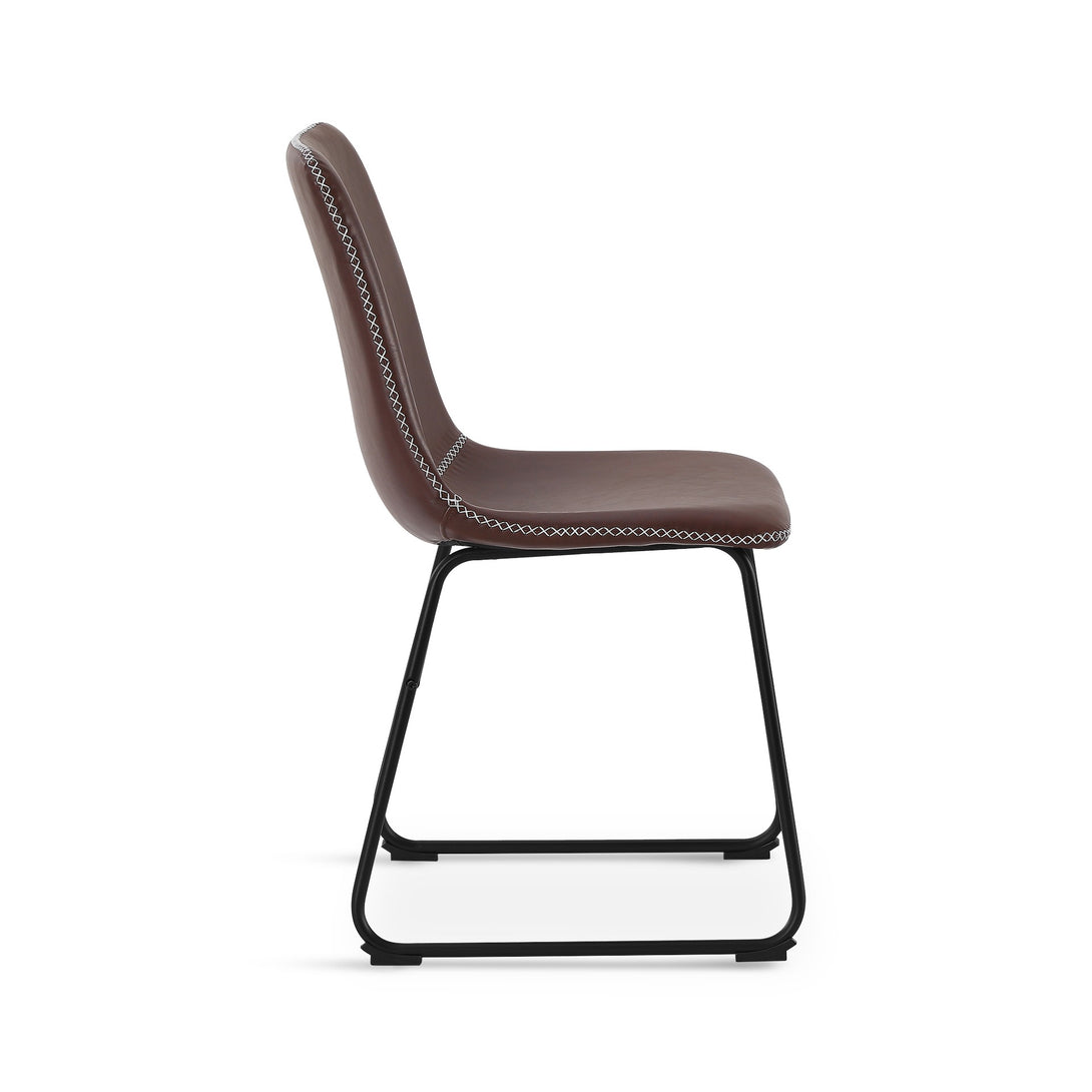Grayson PU Leather Dining Chair - Set of 2 - Brown