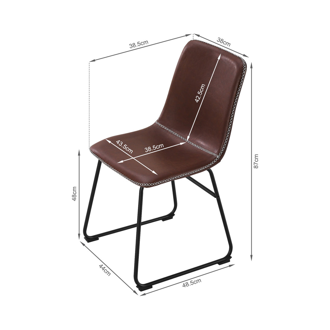 Grayson PU Leather Dining Chair - Set of 2 - Brown