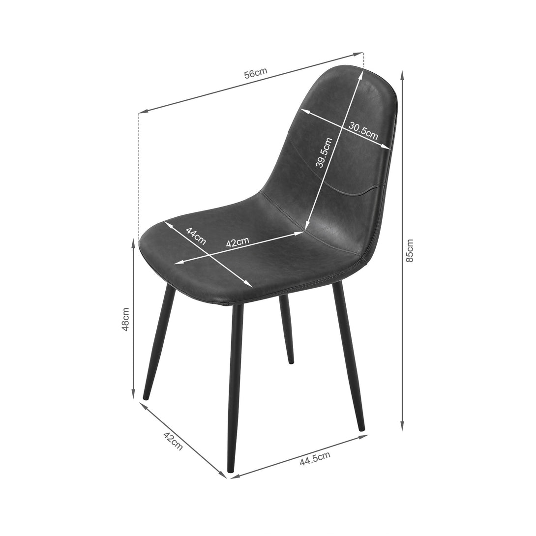 Matthew PU Leather Dining Chair - Set of 4 - Grey