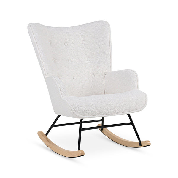 Ava Boucle Rocking Armchair - White