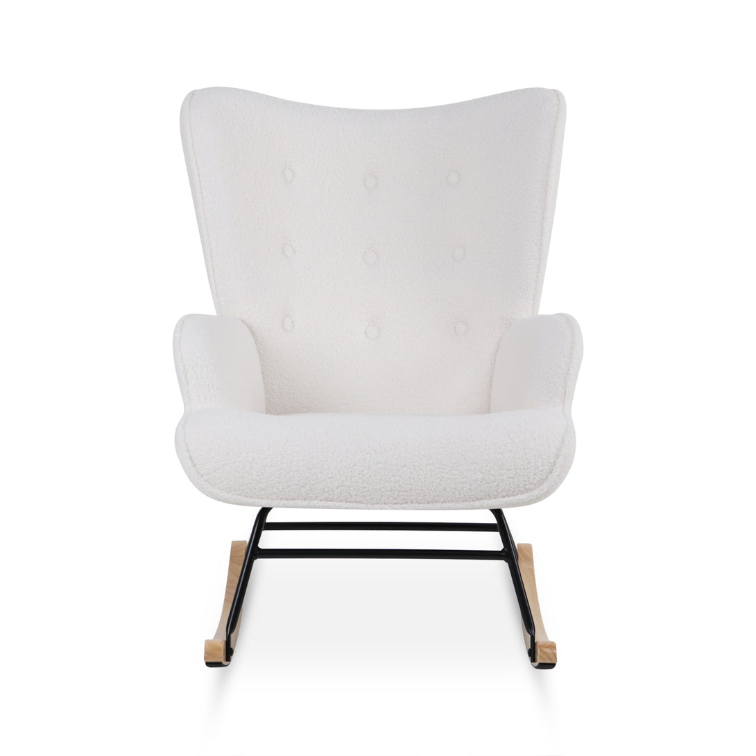 Ava Boucle Rocking Armchair - White