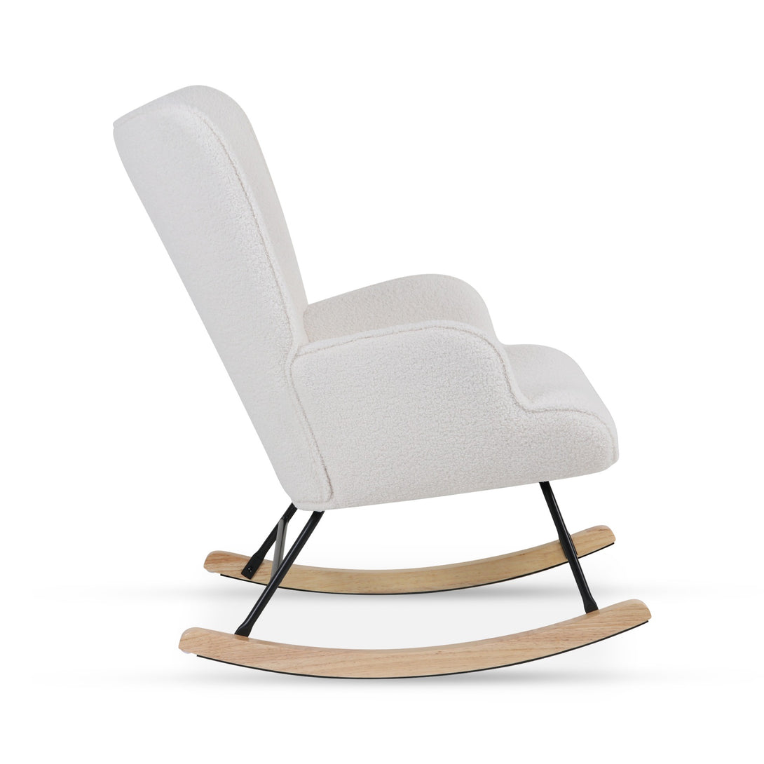 Ava Boucle Rocking Armchair - White
