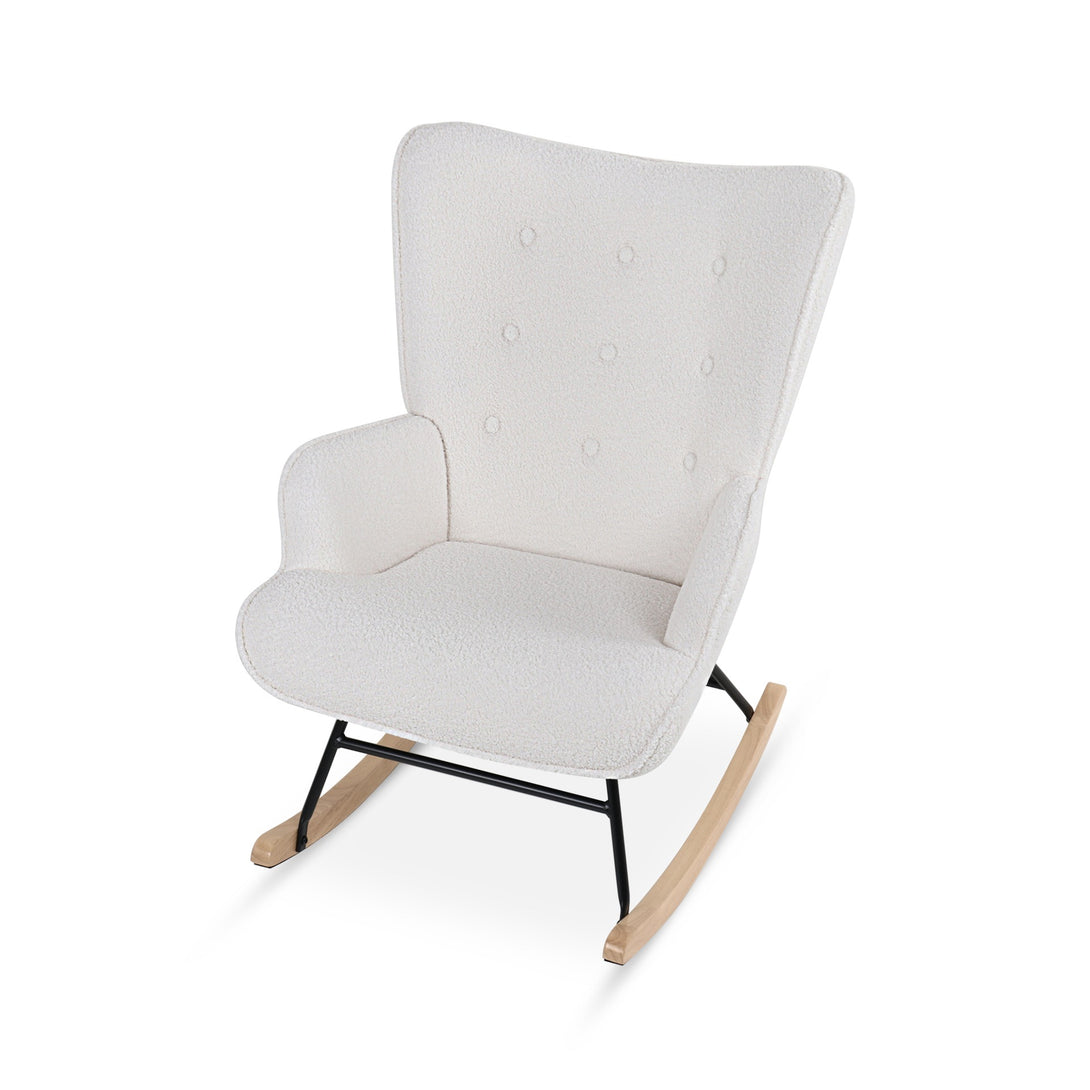 Ava Boucle Rocking Armchair - White