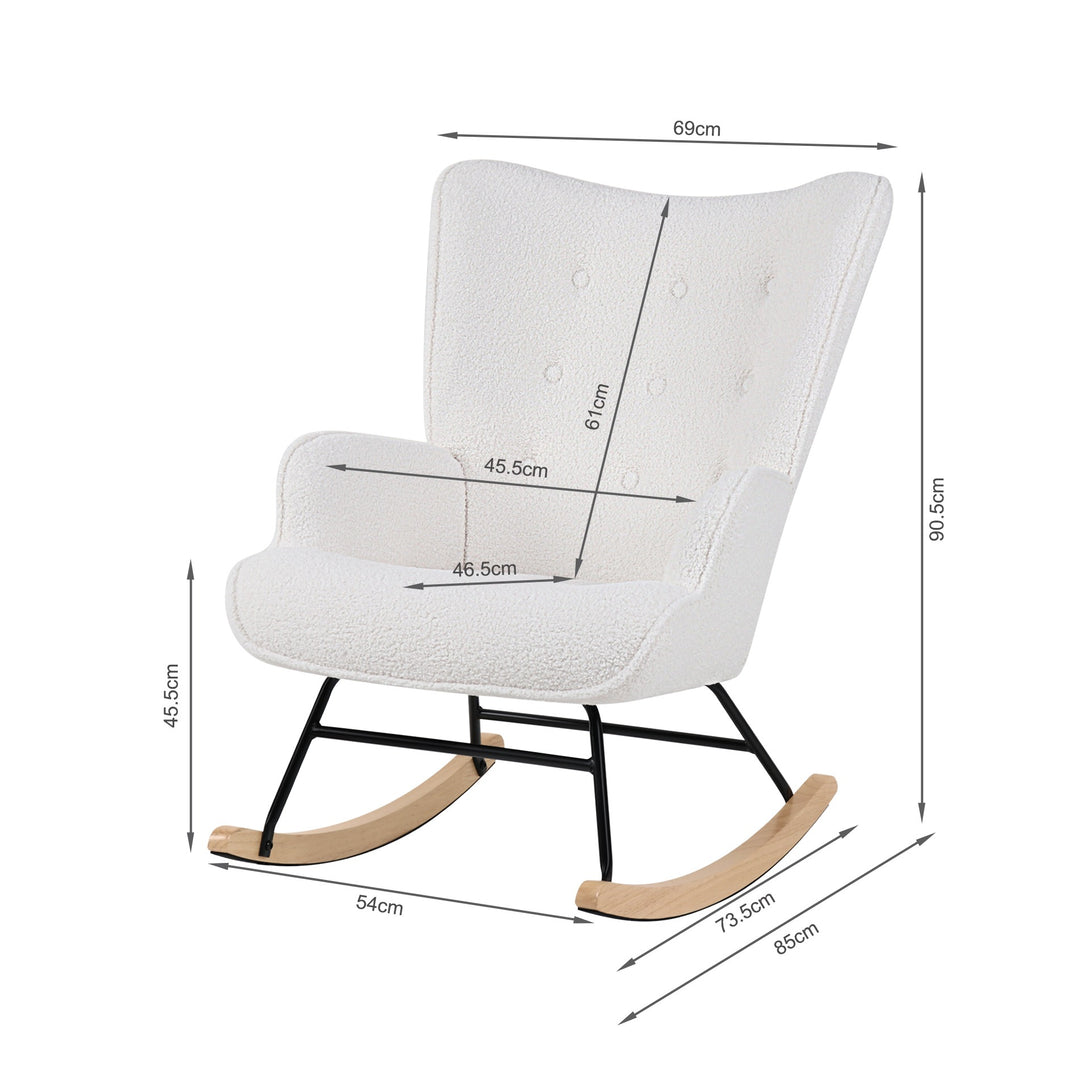 Ava Boucle Rocking Armchair - White