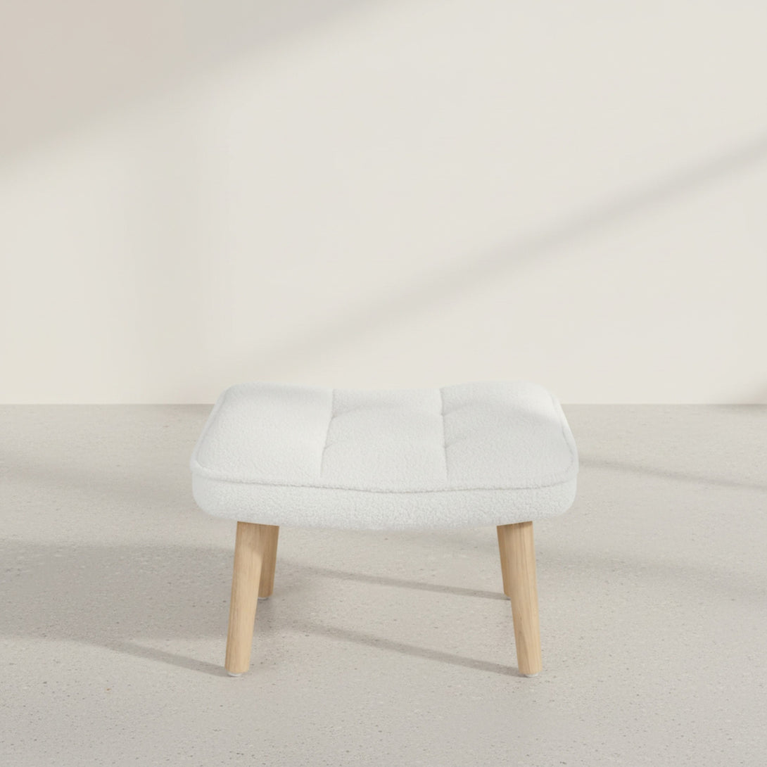Emma Boucle Armchair with Ottoman - White 