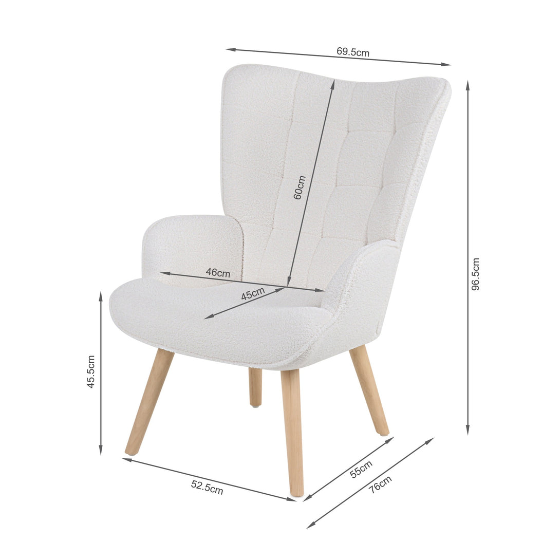 Emma Armchair with Ottoman - White