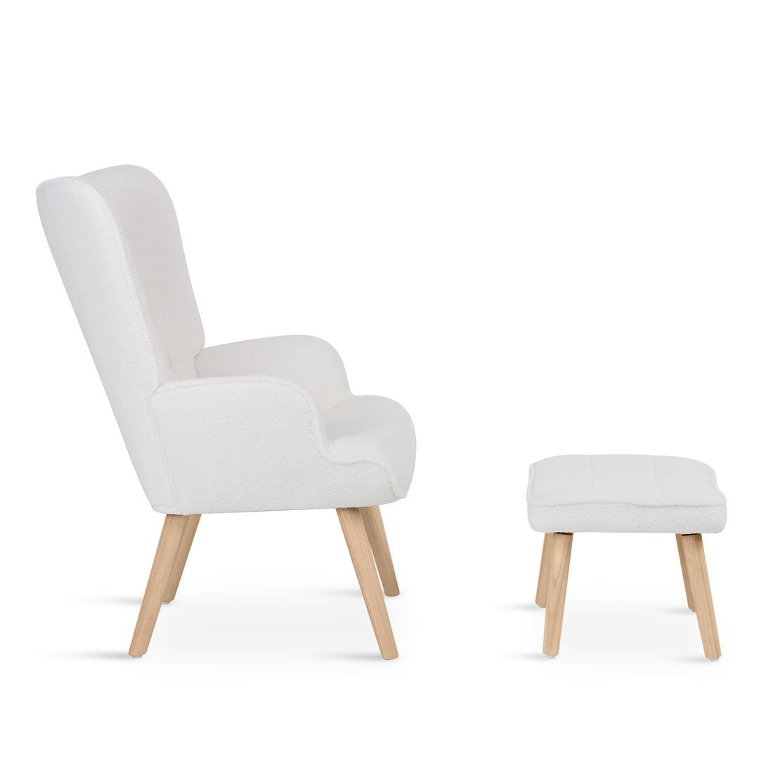 Emma Armchair with Ottoman - White
