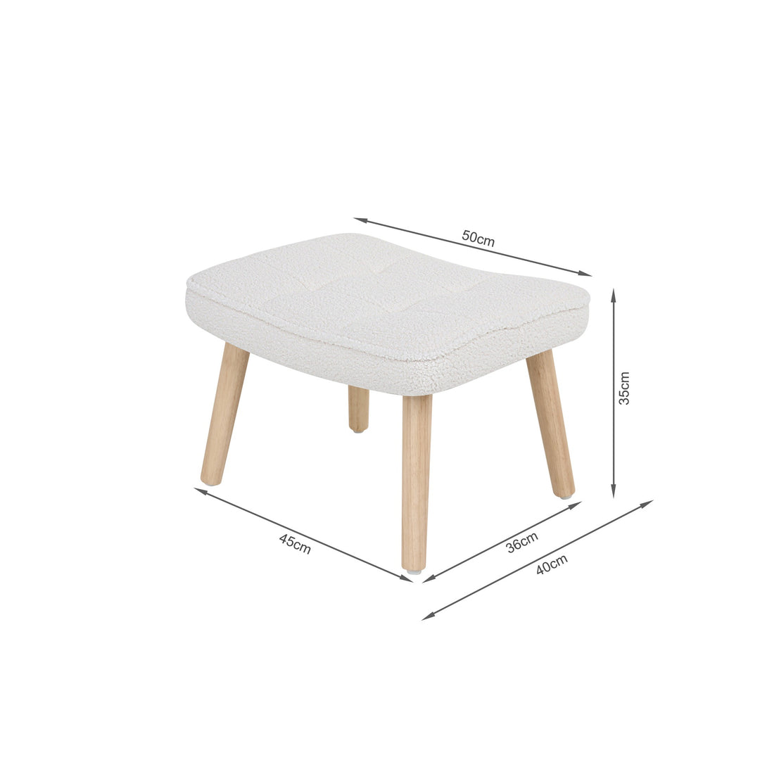 Emma Armchair with Ottoman - White