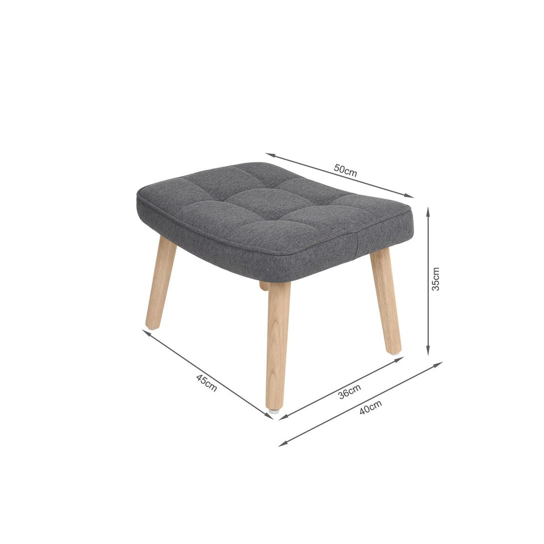 Emma Armchair with Ottoman - Grey