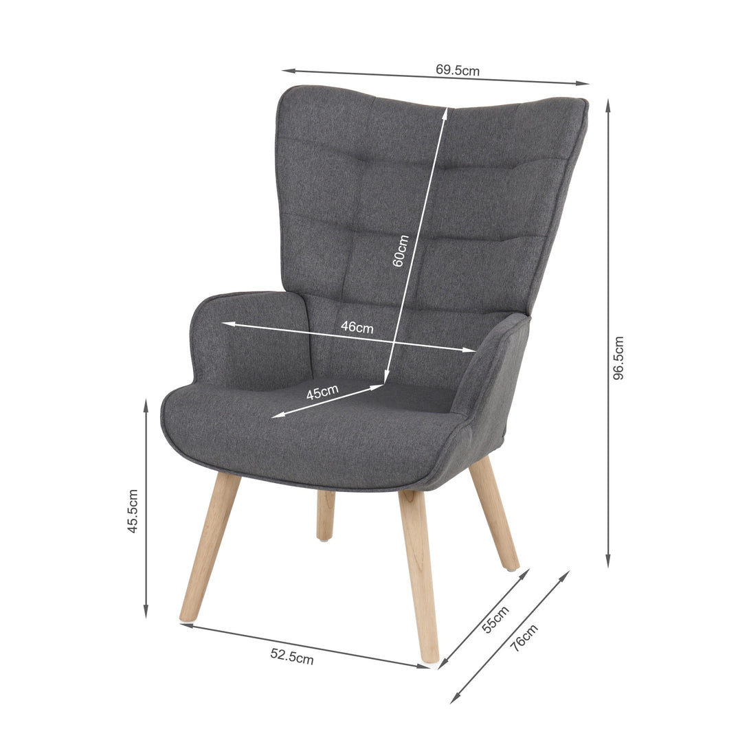 Emma Armchair with Ottoman - Grey
