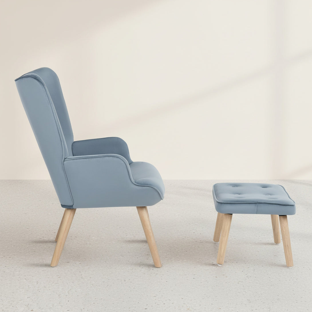 Olivia Armchair with Ottoman - Blue