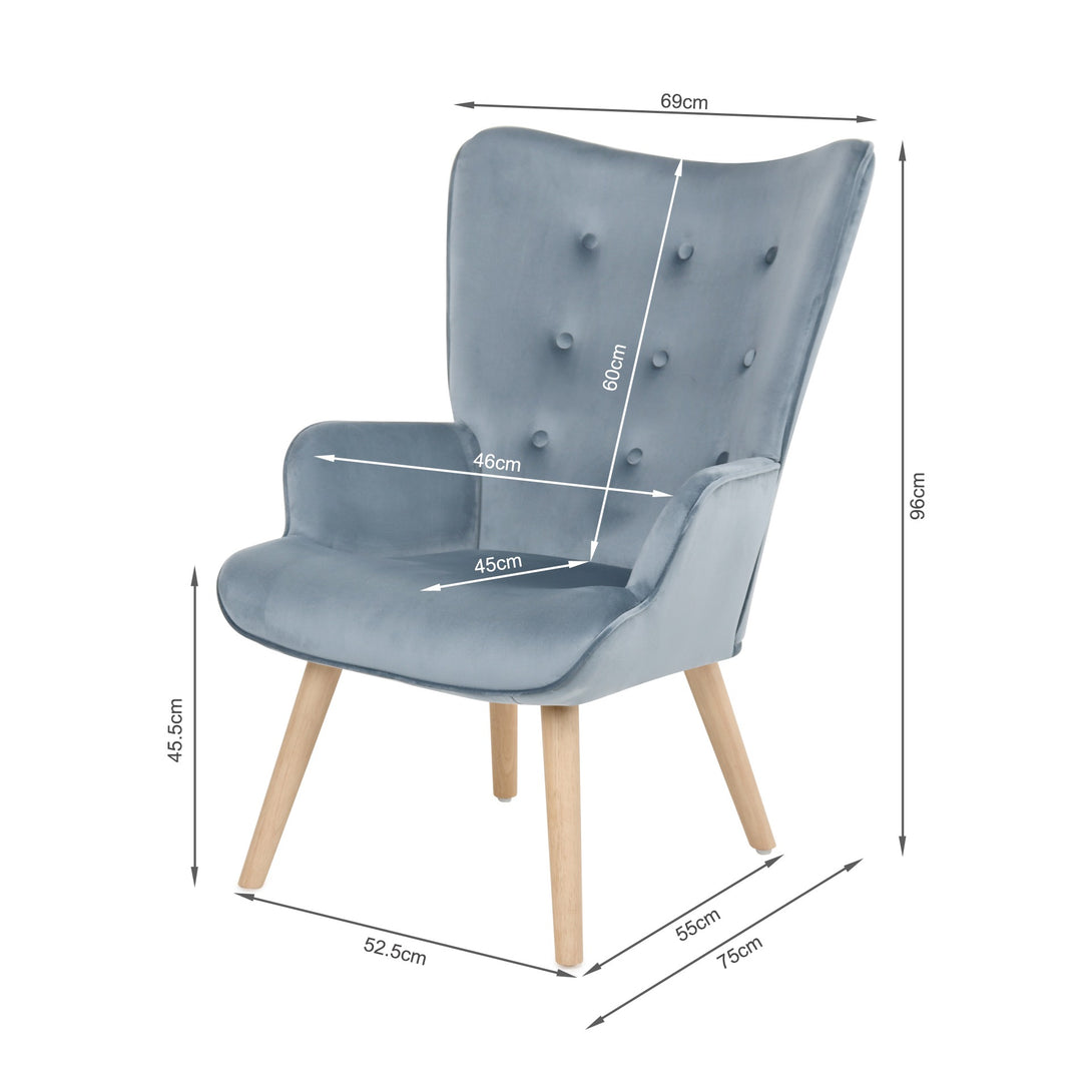 Olivia Armchair with Ottoman - Blue