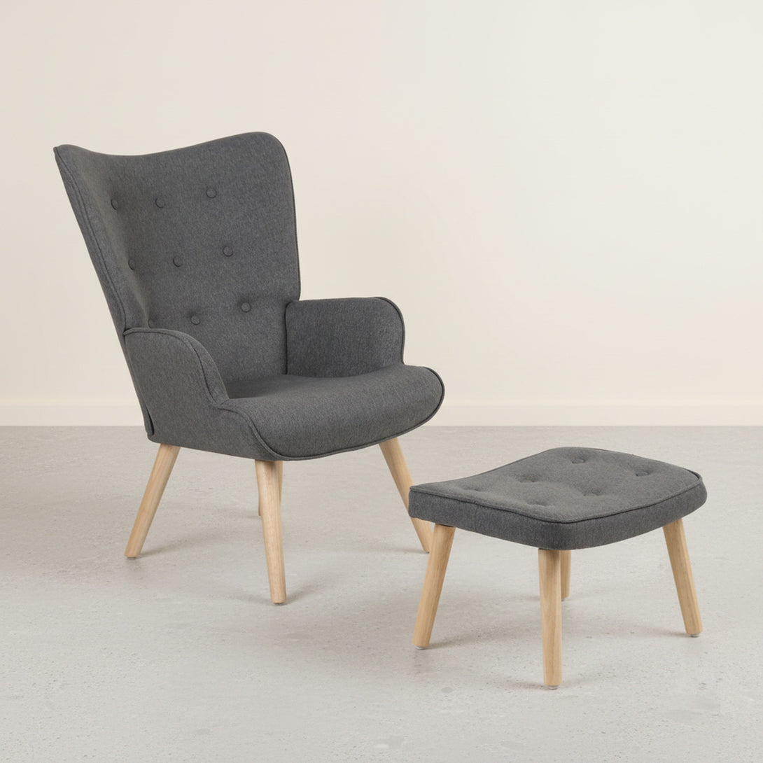 Olivia Armchair with Ottoman - Grey
