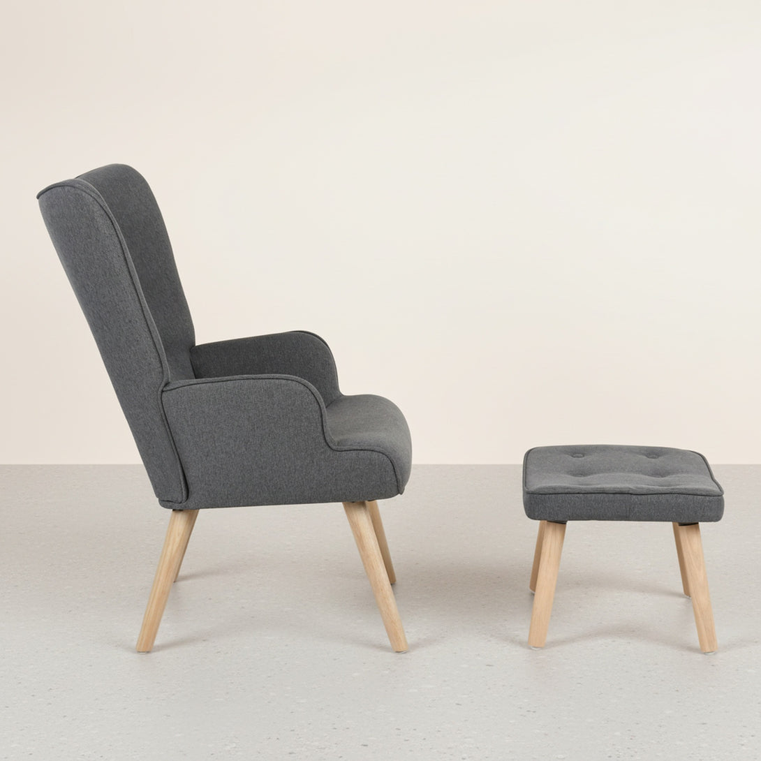 Olivia Armchair with Ottoman - Grey