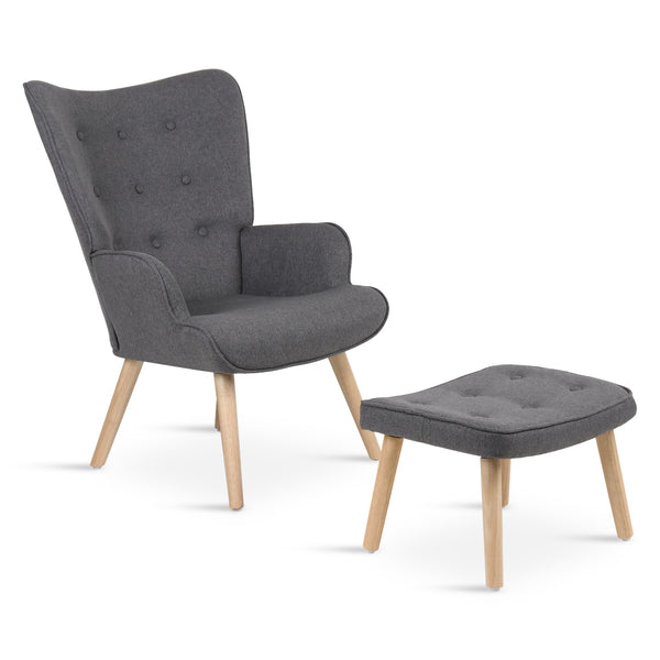 Olivia Armchair with Ottoman - Grey