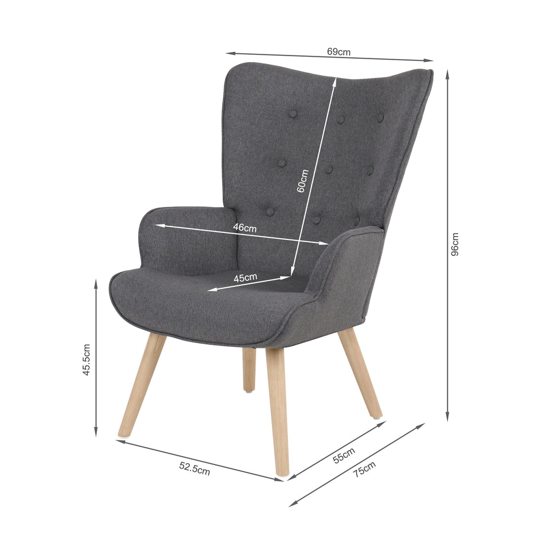 Olivia Armchair with Ottoman - Grey