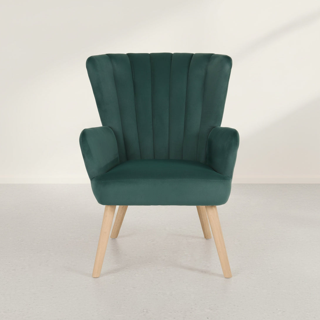Neil Velvet Armchair - Green