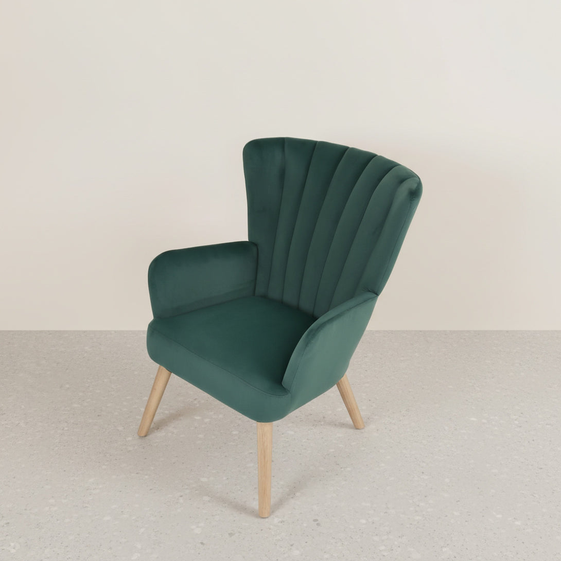 Neil Velvet Armchair - Green