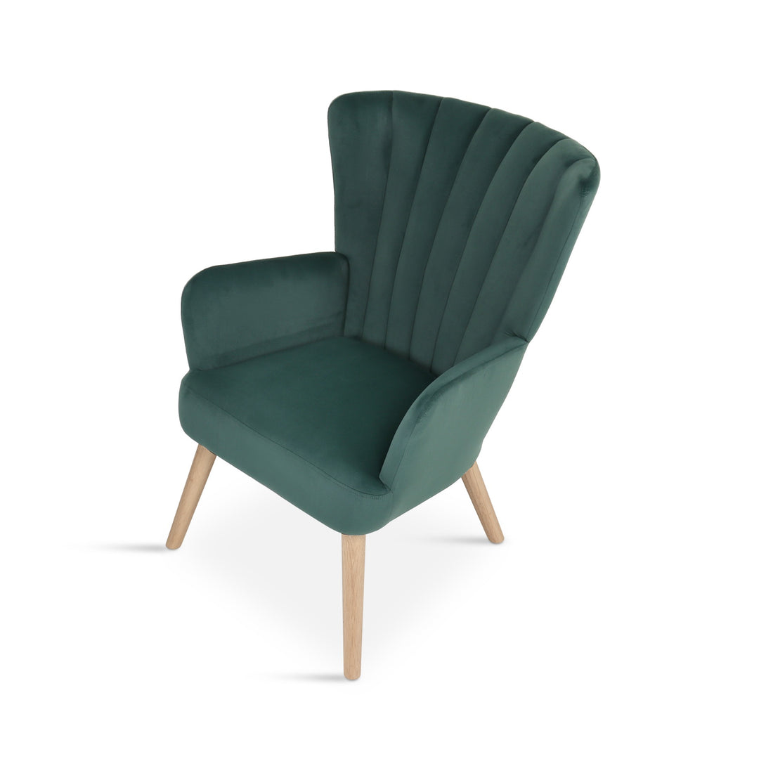 Neil Velvet Armchair - Green