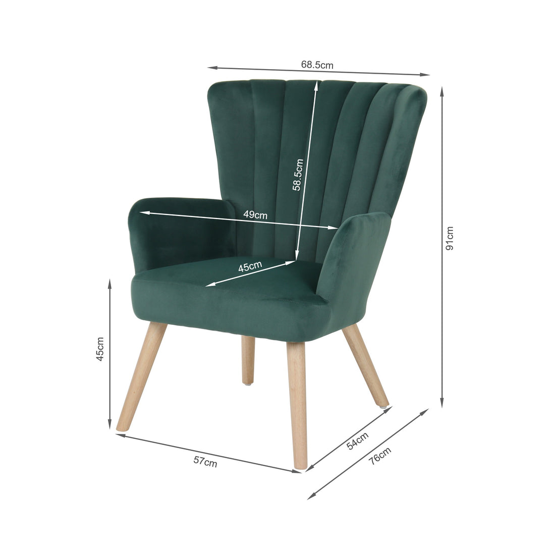 Neil Velvet Armchair - Green