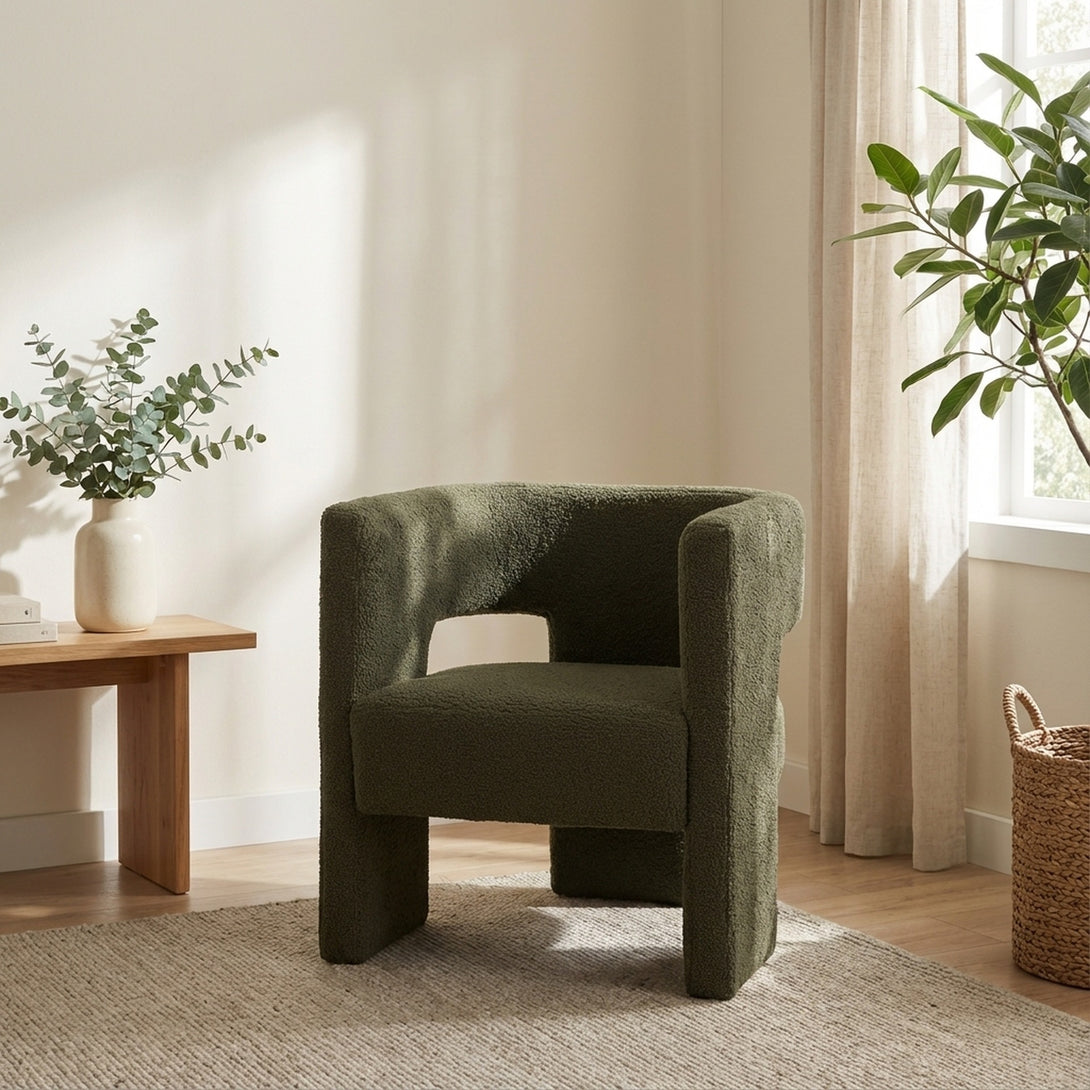 Rivo Boucle Armchair - Dark Green