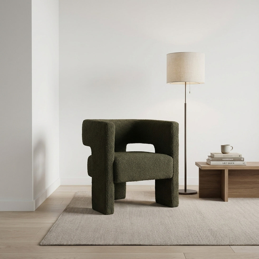 Rivo Boucle Armchair - Dark Green