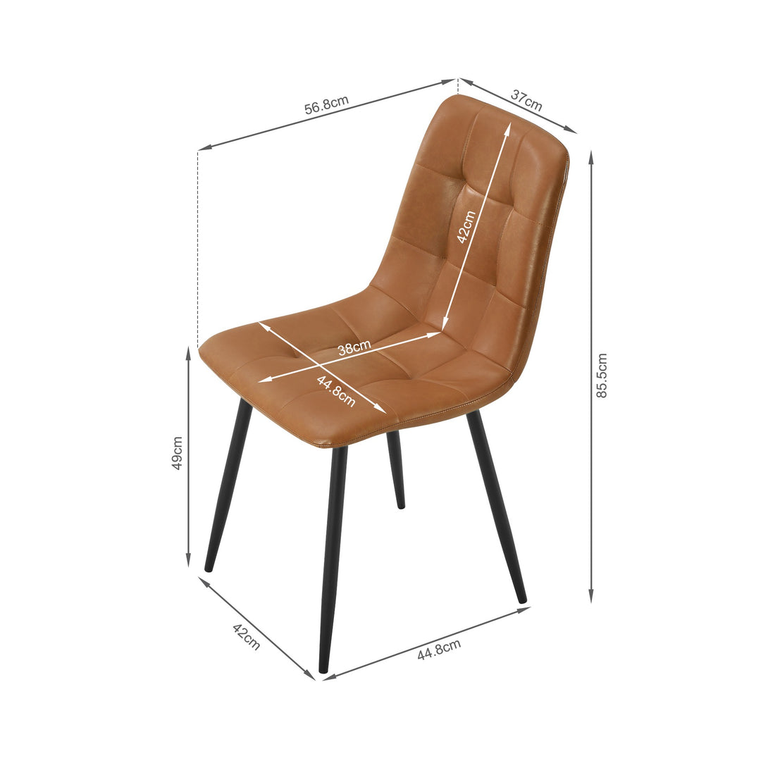 David PU Leather Dining Chair - Set of 4 - Orange