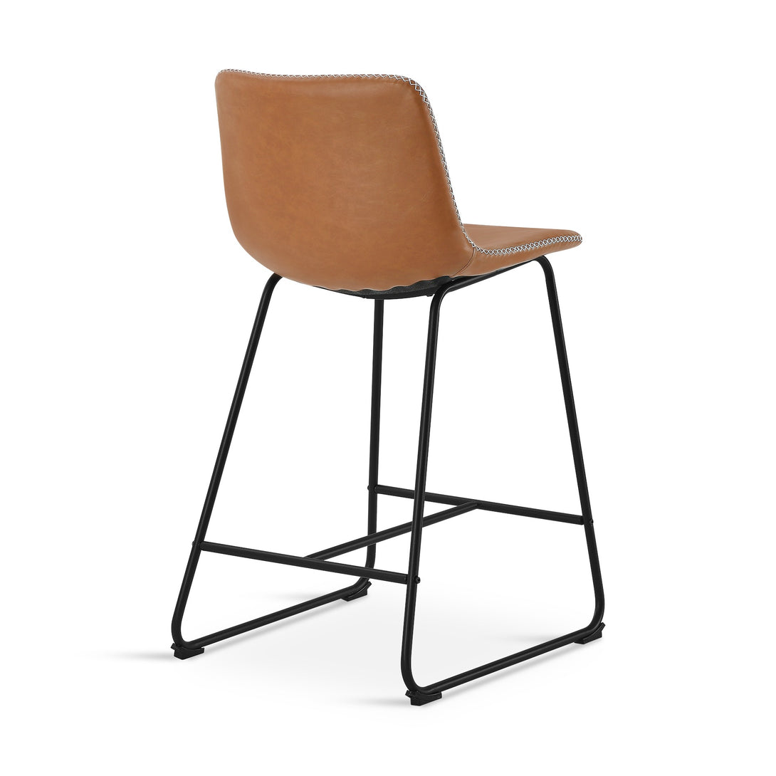 Luke PU Leather Bar Stool - Set of 2 - Orange