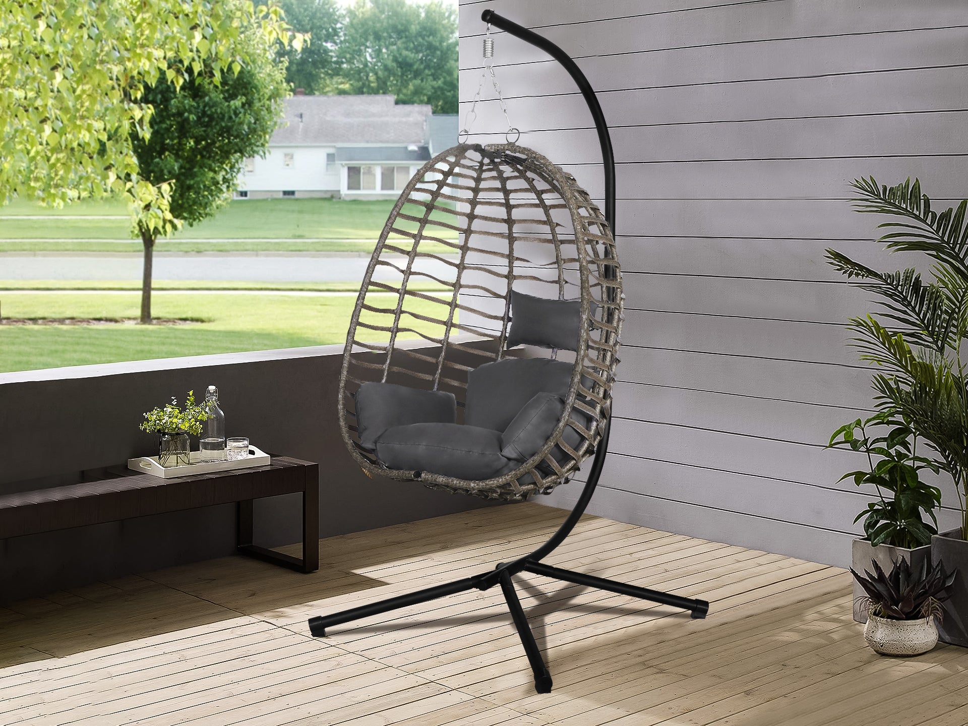 Howland Outdoor Hanging Egg Chair Grey Homemart