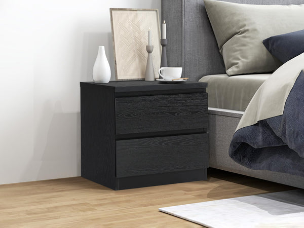 Tongass Wooden Bedside Table - Black