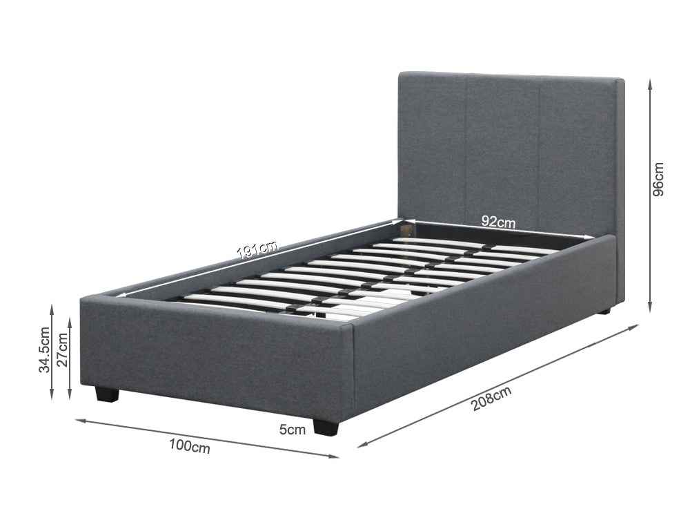 SHASTA Single Bed Frame - DARK GREY