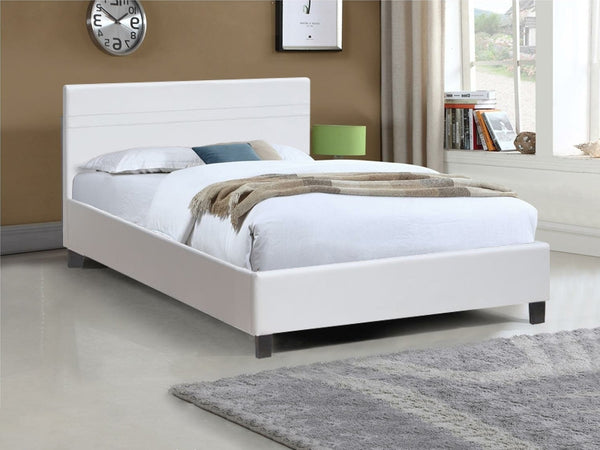 LOGAN Queen PU Bed Frame - WHITE