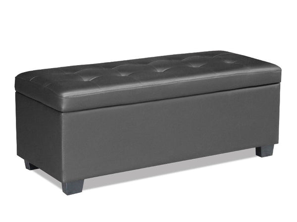ELLIE Ottoman Footstool Storage Box - BLACK