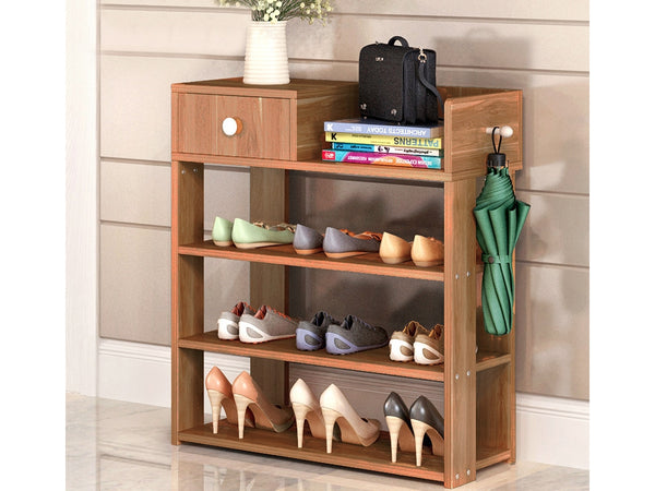 PUKAKI 4 Tiers Shoe Rack Organiser Shelf - MAPLE