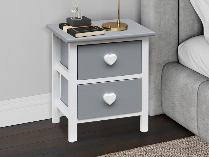 QUINN Wooden Bedside Table Nightstand with 2 Drawers