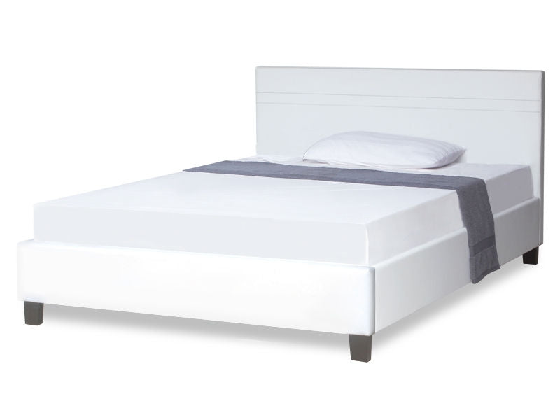 LOGAN Double PU Bed Frame - WHITE