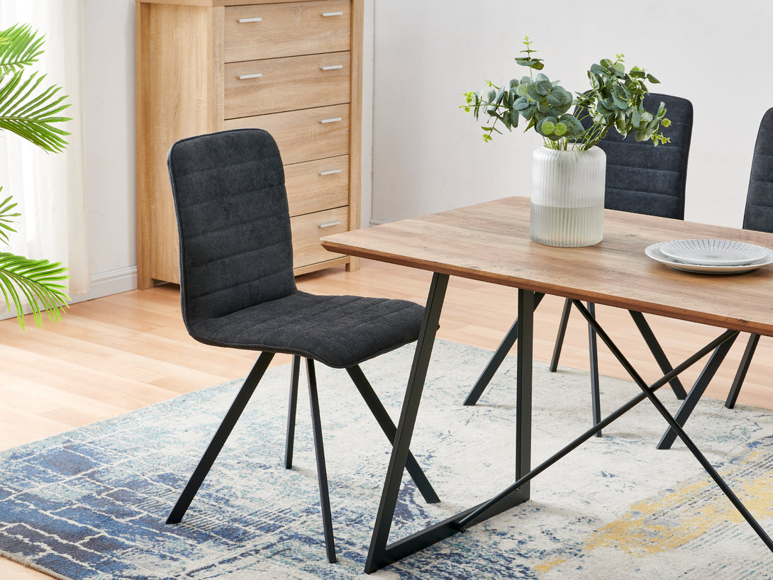 NOELLE 4PCS Upholstered Dining Chair - DARK GREY