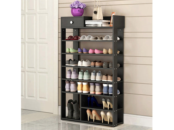 TEKAPO 8 Tiers Shoe Rack Organiser Shelf - BLACK