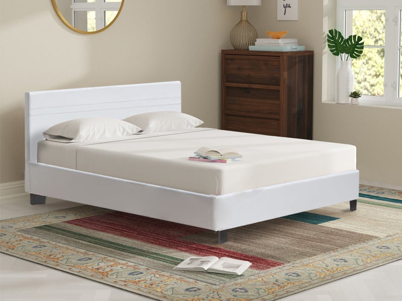 LOGAN Double PU Bed Frame - WHITE