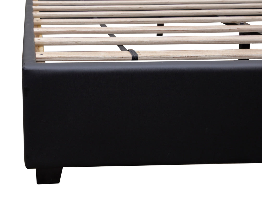 FUJI Queen PU Bed Frame - BLACK