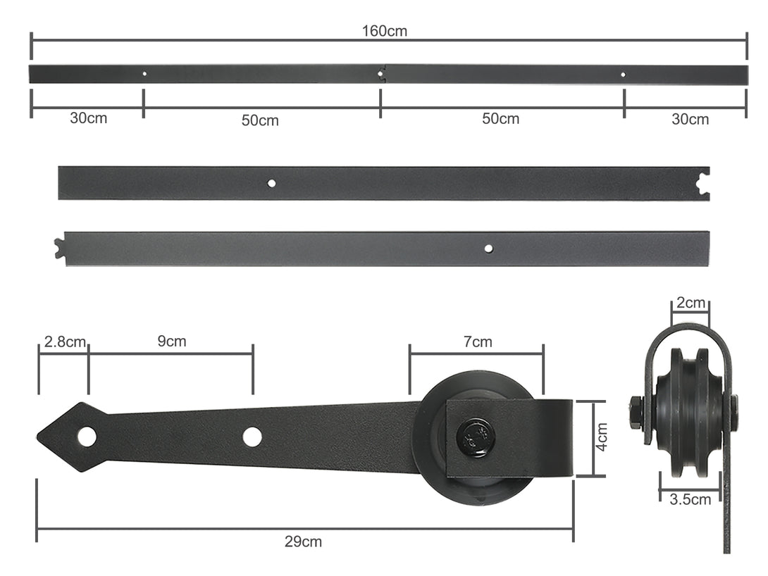 1.6M Sliding Door Barn Door Hardware Set