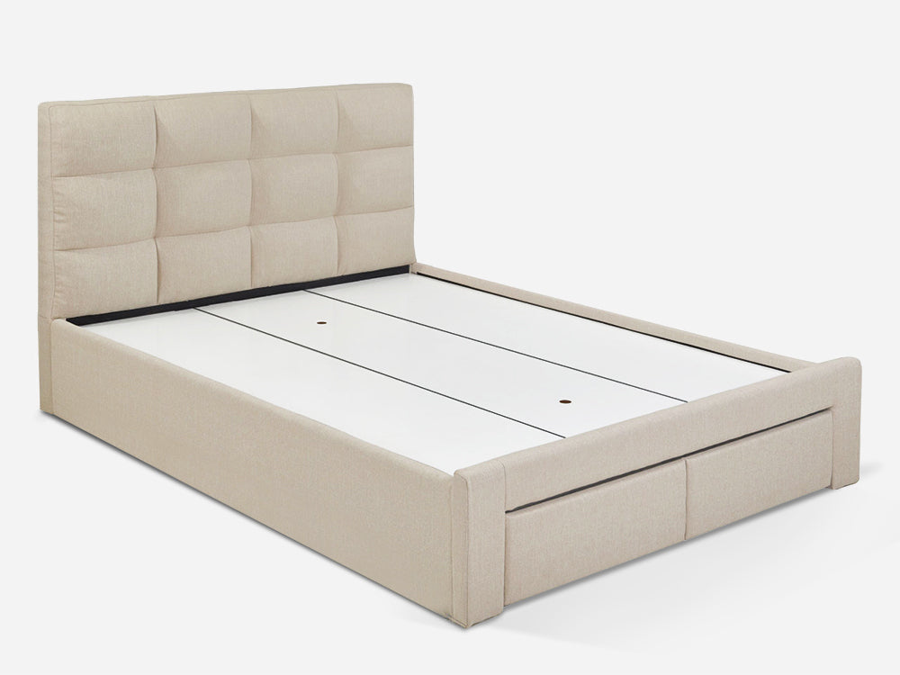 MUSALA Queen Bed Frame with Storage - BEIGE