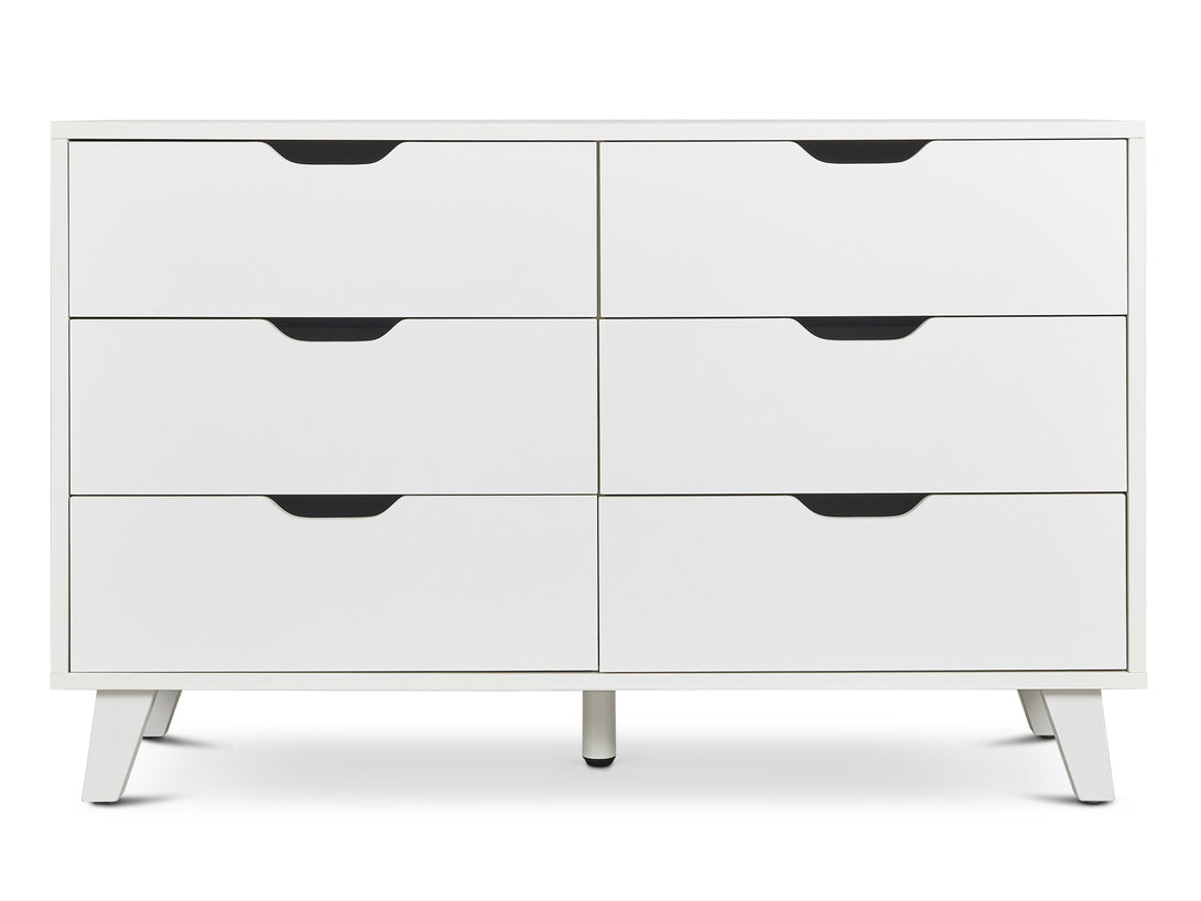 SCHERTZ Wooden Low Boy 6 Drawers - WHITE