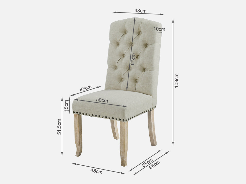 LAYLA 2PCS Upholstered Dining Chair - BEIGE