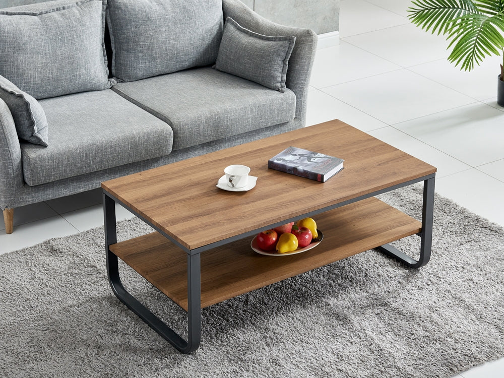 WALLIS Coffee Table 2 Tiers 110cm x 60cm - WALNUT