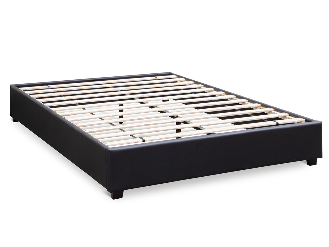 FUJI Queen PU Bed Frame - BLACK