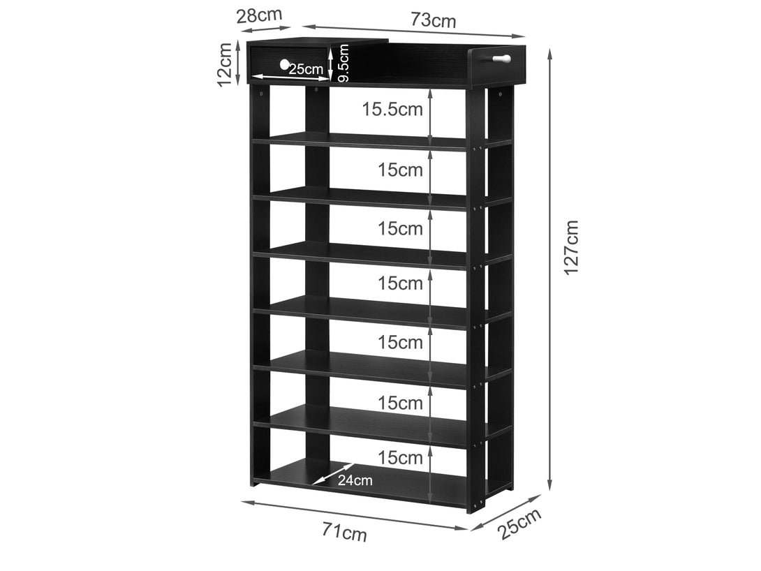 TAHUNA 8 Tiers Shoe Rack Organiser Storage Shelf - BLACK