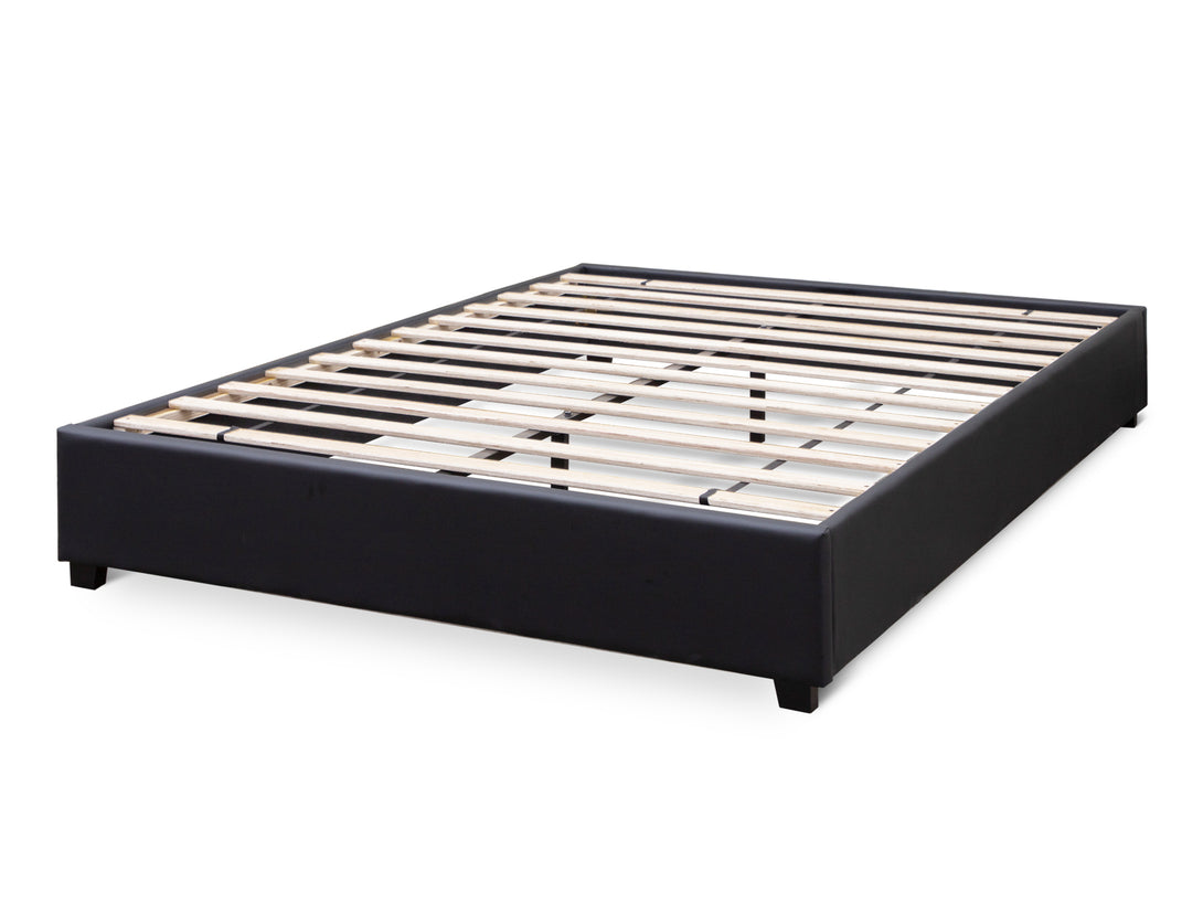 FUJI Queen PU Bed Frame - BLACK