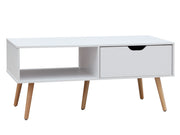 RILEY 1 Drawer Wooden Coffee Table - WHITE 