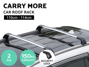110-114cm Universal Car SUV Flush Rail Roof Rack 2PCS - SILVER